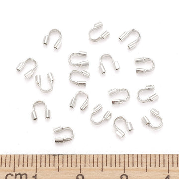 Brass Wire Guardians, Cadmium Free & Lead Free, Silver, 4.5x4x1mm, Hole: 0.5mm